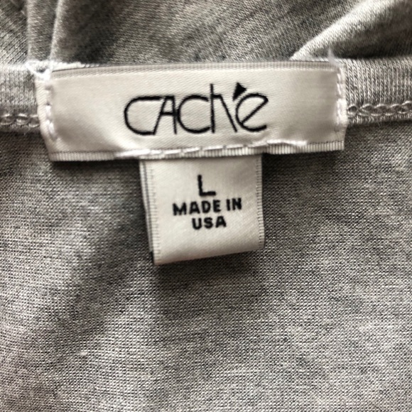 CACHE || Heather Gray Ruffle Accent V Neck Shirt - Picture 7 of 7